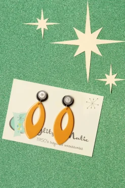 Glitz-o-Matic Ellips Hanger Oorbellen In Mosterd><noscript><img width=