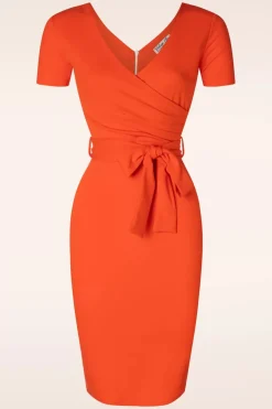 Vintage Chic for Topvintage Evie Pencil Jurk In Oranje>Vrouwen Plus Size Jurken