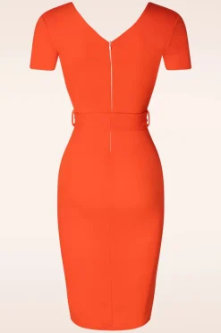 Vintage Chic for Topvintage Evie Pencil Jurk In Oranje>Vrouwen Plus Size Jurken