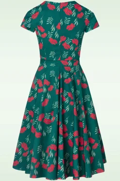 Topvintage Boutique Collection Exclusief Bij Topvintage ~ Olivia Swingjurk Met Korte Mouwen In Blauwgroen><noscript><img width=