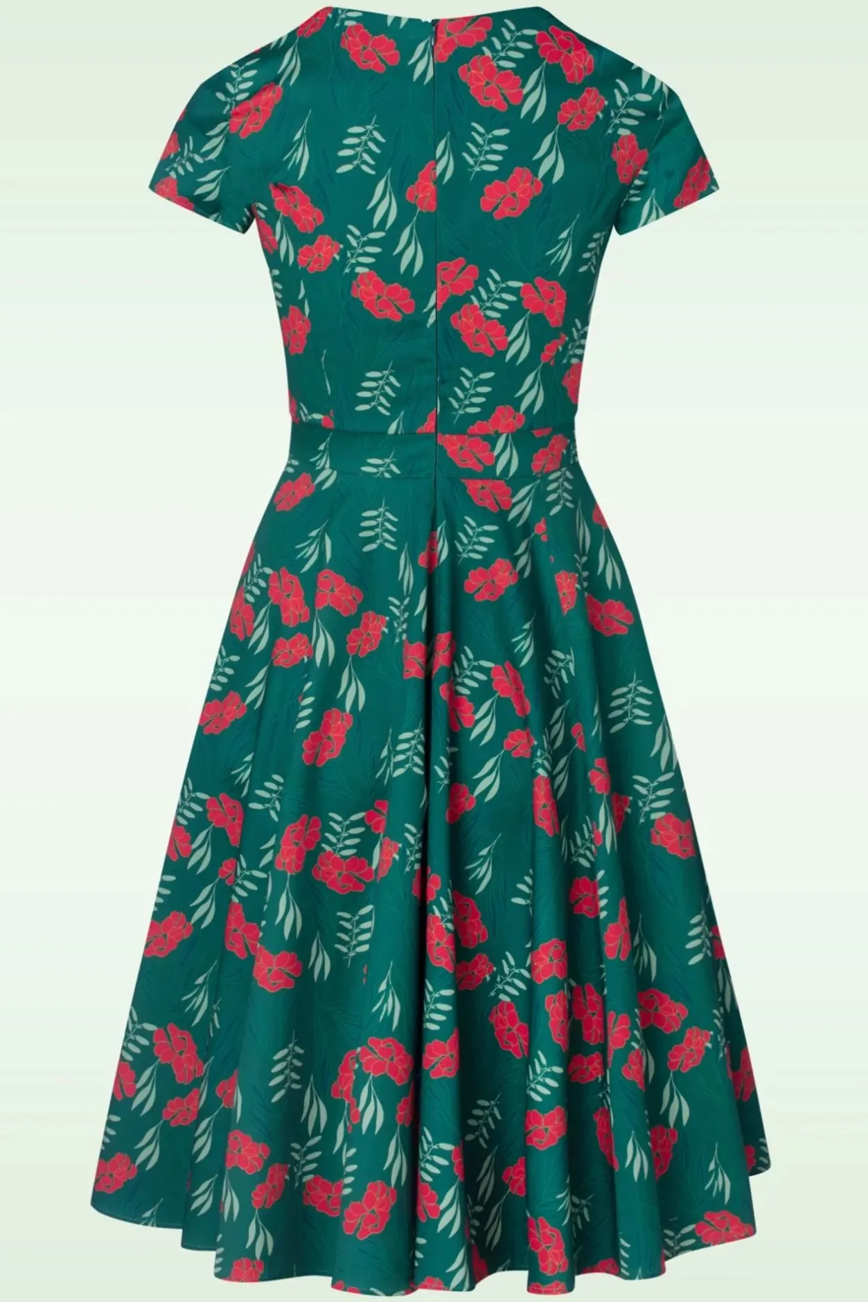 Topvintage Boutique Collection Exclusief Bij Topvintage ~ Olivia Swingjurk Met Korte Mouwen In Blauwgroen>Vrouwen Swing Jurken