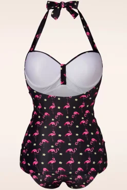 Belsira Flamingo Badpak In Zwart En Roze><noscript><img width=