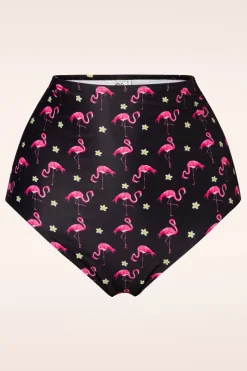 Belsira Flamingo High Waist Bikinibroekje In Zwart En Roze>Vrouwen Bikini's