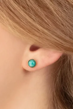 Very Cherry Flower Fan Oorbellen In Goud En Groene Onyx><noscript><img width=