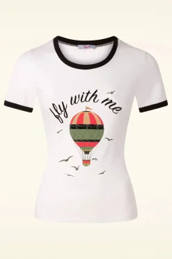 Banned Retro Fly With Me T-Shirt In Gebroken Wit>Vrouwen T-Shirts