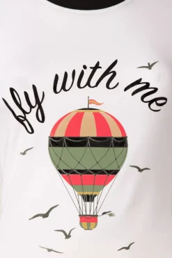 Banned Retro Fly With Me T-Shirt In Gebroken Wit><noscript><img width=
