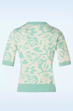 Compania Fantastica Freya Flower Jumper In Mintblauw>Vrouwen Truitjes