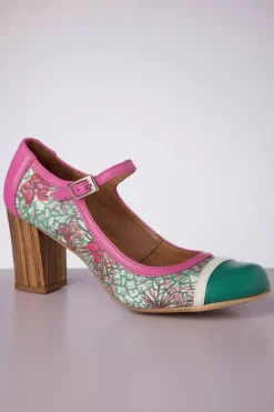 Nemonic Frida Mary Jane Pumps In Fuchsia En Groen><noscript><img width=