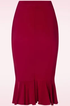 Vintage Chic for Topvintage Gianna Ruffle Pencil Rok In Rood>Vrouwen Rokken
