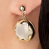 Lovely Gold Plated Cat Eye Oorstekers In Wit>Vrouwen Sieraden