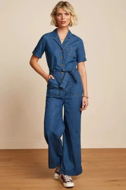 King Louie Gracie Jumpsuit Chambray In Denim Blauw>Vrouwen Playsuits & Jumpsuits