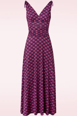 Vintage Chic for Topvintage Grecian Fan Maxi Jurk In Paars>Vrouwen Plus Size Jurken