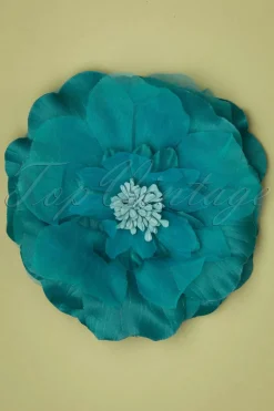 Urban Hippies Grote Bloemcorsage In Turkoois>Vrouwen Haaraccessoires