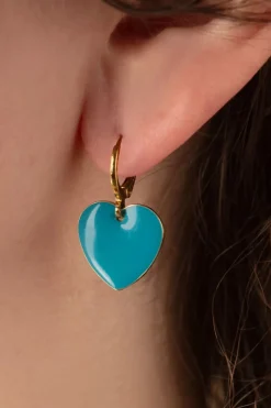 Urban Hippies Heart Oorbellen In Turquoise>Vrouwen Sieraden