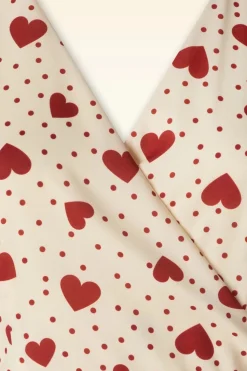Vixen Heart Polka Dot Wikkel Jurk In Creme><noscript><img width=