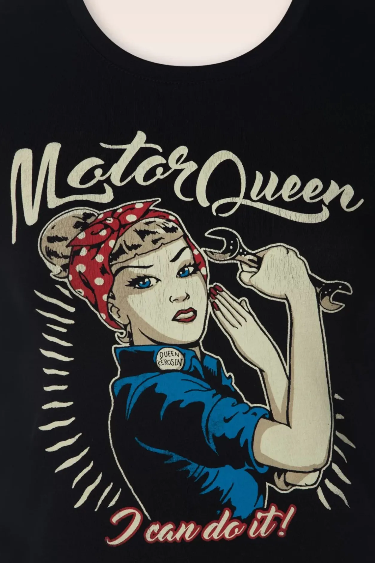 Queen Kerosin I Can Do It Motor Queen T-Shirt In Zwart>Vrouwen T-Shirts