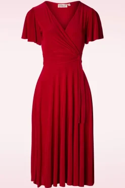 Vintage Chic for Topvintage Irene Gekruiste Swingjurk In Rood>Vrouwen Plus Size Jurken