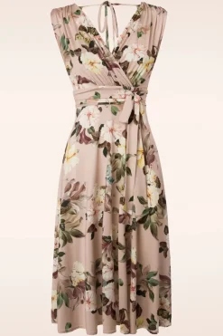 Vintage Chic for Topvintage Jane Bloemen Midi-Jurk In Lichtroze>Vrouwen Plus Size Jurken
