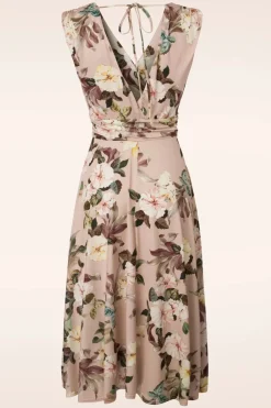 Vintage Chic for Topvintage Jane Bloemen Midi-Jurk In Lichtroze><noscript><img width=