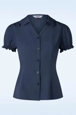 Banned Retro Jane Blouse In Marineblauw>Vrouwen Blouses