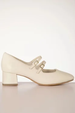 Tamaris Janey Pumps Van Leder In Creme>Vrouwen Pumps