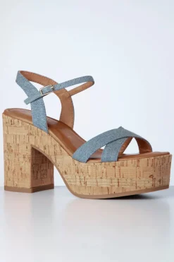 Tamaris Jenna Platform Sandalen In Denim Blauw>Vrouwen Sandalen