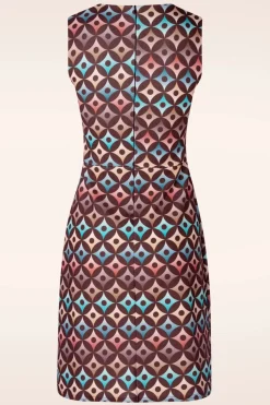 Vintage Chic for Topvintage Jenny Geo Print Jurk In Bruin>Vrouwen A Lijn Jurken