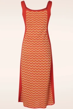 WNT Collection Jessie Waves Midi Jurk In Oranje>Vrouwen Midi Jurken