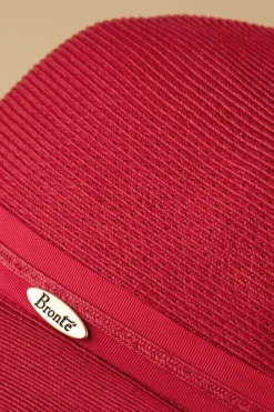 Brontu00e9 Julia Straw Cloche Hoed In Rood><noscript><img width=