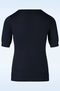 Mak Sweater Julie Bloemen Top In Marineblauw>Vrouwen Truitjes