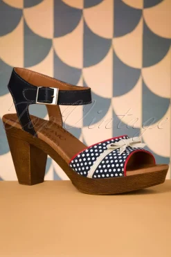 Nemonic Karina Lederen Plateau Sandalen In Marineblauw>Vrouwen Sandalen