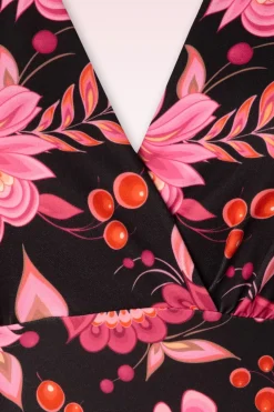 Vintage Chic for Topvintage Katie Floral Pencil Jurk In Zwart En Roze><noscript><img width=
