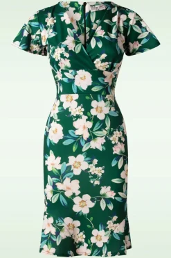 Vintage Chic for Topvintage Katie Floral Pencil Jurk In Groen>Vrouwen Effen Jurken