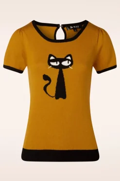 Mak Sweater Katten Trui In Camel>Vrouwen Truitjes