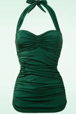 Esther Williams Klassiek Jaren Vijftig Eendelig Badpak In Groen>Vrouwen Badpakken