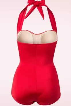 Esther Williams Klassiek Jaren Vijftig Eendelig Badpak In Rood><noscript><img width=