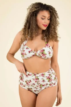 Esther Williams Klassieke Bloemenromantische Bikinibroek In Creme>Vrouwen Bikini's