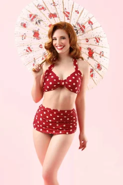 Esther Williams Klassieke Polka-Bikinibroek In Rood En Wit>Vrouwen Bikini's
