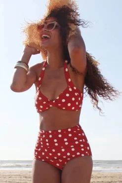 Esther Williams Klassieke Polka-Bikinibroek In Rood En Wit><noscript><img width=