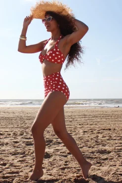 Esther Williams Klassieke Polka-Bikinibroek In Rood En Wit><noscript><img width=