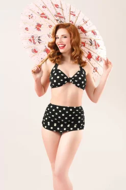 Esther Williams Klassieke Polka-Bikinibroek In Zwart En Wit>Vrouwen Bikini's
