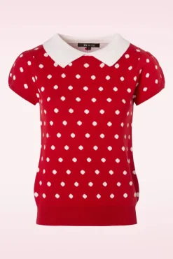 Mak Sweater Kristen Polkadot Trui In Rood En Ivoor>Vrouwen Truitjes