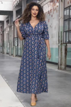 Vintage Chic for Topvintage Laurie Maxi Jurk In Blauw>Vrouwen Maxi Jurken