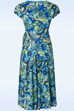 Vintage Chic for Topvintage Layla Floral Swing Jurk In Turquoise>Vrouwen Plus Size Jurken