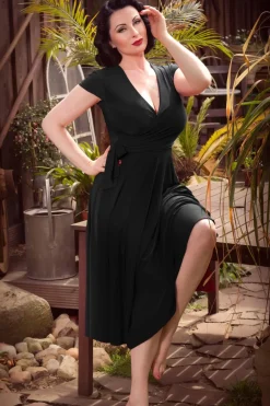 Vintage Chic for Topvintage Layla Gekruiste Jurk In Zwart>Vrouwen Plus Size Jurken