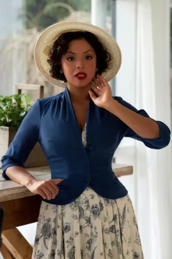 Miss Candyfloss Liza Lee Becoming Versatility Chic Blazer In Marineblauw>Vrouwen Jassen