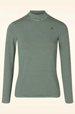 Blutsgeschwister Lonely Lips Gestreepte Coltrui In Donkergroen>Vrouwen Truitjes