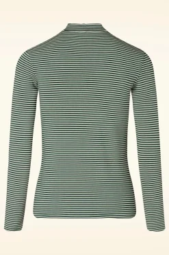 Blutsgeschwister Lonely Lips Gestreepte Coltrui In Donkergroen>Vrouwen Truitjes