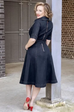 Rock-a-Booty Lucielle Swing Jurk In Donkerdenim><noscript><img width=