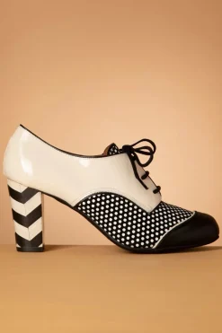 Nemonic Madison Lederen Booties In Zwart En Romig Wit><noscript><img width=